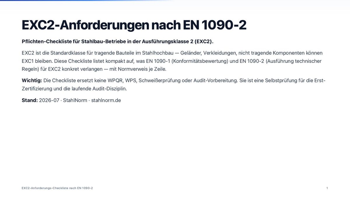 Vorschau: EXC2-Anforderungs-Checkliste nach EN 1090-2